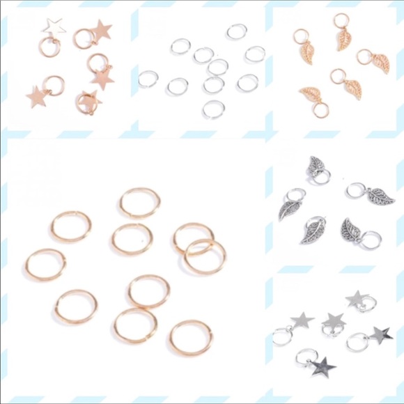 Hair Charms Silver Rings Set Of 10 New In Package - Picture 6 of 6
